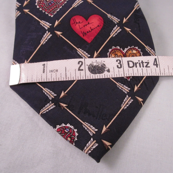NICOLE MILLER Silk Necktie THE LOVE MACHINE Navy - Picture 7 of 8